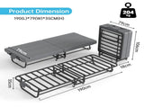 Portable Folding Single Bed with Wheels, 79x190cm Fold Up Guest Bed, 6cm Thick Memory Foam Mattress T6135P515568