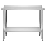 Kitchen Work Table with Overshelf 120x60x150 cm Stainless Steel 3054471