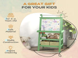 3 in 1 Kids Easel Double-Sided Magnetic Whiteboard and Chalkboard with Paper Roll, Storage Baskets T3398P378909