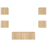 5 Piece TV Wall Cabinets with LED Lights Sonoma Oak 3216862