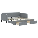 Daybed with Trundle&Drawers without Mattress Light Grey 90x190 cm Single 3196889