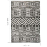 Outdoor Flatweave Rug 140x200 cm Black Stripes 340852