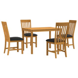 Dining Set 5 pcs Black Solid Oak Wood 3430246