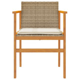 Garden Chairs with Cushions 2 pcs Beige Poly Rattan&Solid Wood 368713
