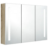 LED Bathroom Mirror Cabinet 89x14x62 cm White and Oak 326530