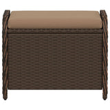 Garden Stool with Cushion Brown 58x46x46 cm Poly Rattan 365735