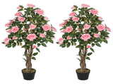 Set of Two Faux Rose Plants, with Pots T3398P344811