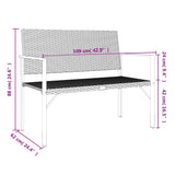 2-Seater Garden Bench Black Poly Rattan 364121