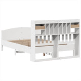Bookcase Bed without Mattress White 140x200cm Solid Wood Pine 3323144