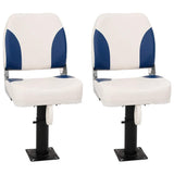 Foldable Boat Seat 2 Set Blue and White 41x36x48 cm 3284289