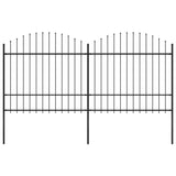 ZNTS Garden Fence with Spear Top Steel x3.4 m Black 277740