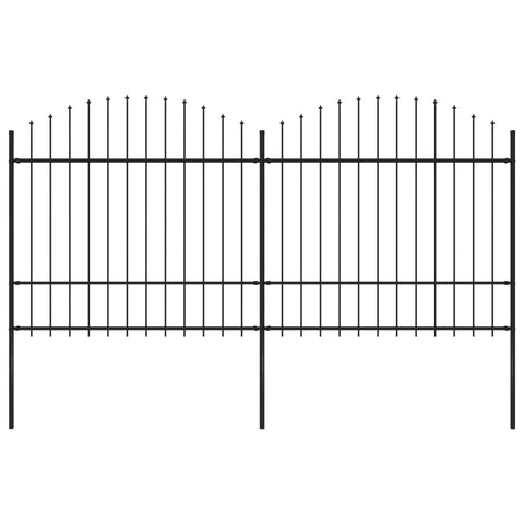 ZNTS Garden Fence with Spear Top Steel x3.4 m Black 277740