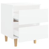 Bed Cabinet with Solid Pinewood Legs White 40x35x50 cm 805851