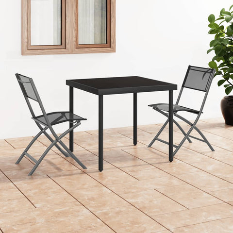 Folding Outdoor Chairs 2 pcs Black Steel and Textilene 318766