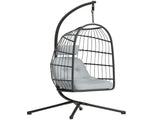 Hanging Egg Chair, Indoor Outdoor Hammock Swing Chair with Stand, Safety Strap, Foldable Basket, T3398P553402