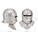 Medieval Knight Helmet Antique Replica LARP Silver Steel 286220