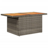 Garden Table Grey 100x55x73 cm Poly Rattan and Acacia Wood 366127