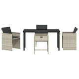 Garden Dining Set with Cushion 5 pcs Light Grey Poly Rattan 3379993