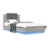 Bed Frame with LED Grey Sonoma 80 x 200 cm Engineered Wood 3429665