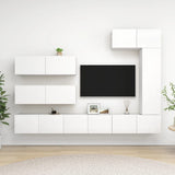 7 Piece TV Cabinet Set White Engineered Wood 3078717