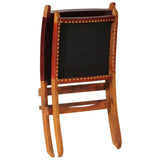Folding Relaxing Chair Dark Brown Real Leather 356375
