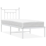 Bed Frame White Powder-Coated Steel Small Single Bed Frame 353576