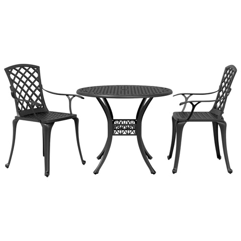 ZNTS 3 Piece Bistro Set Black Cast Aluminium 3216331