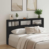 Headboard Cabinet with LED Black Oak 180x17x102 cm 863136