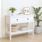 Console Table White 100x35x75 cm Solid Wood Pine 814625