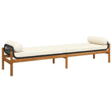 Garden Bench with Cushion Black Poly Rattan Acacia 366299