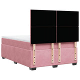 Box Spring Bed with Mattress Pink 140x190 cm Velvet 3290911