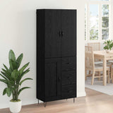 Highboard with Drawer 2 pcs Black Oak Engineered Wood and Glass 3416079