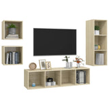 4 Piece TV Cabinet Set Sonoma Oak Engineered Wood 3079775