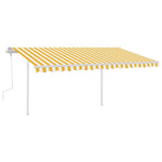 ZNTS Manual Retractable Awning with Posts 4x3 m Yellow and White 3069938