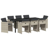 Garden Dining Set 9 pcs Light Grey Poly Rattan 3380708