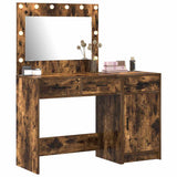 Dressing Table with Mirror Lights 2 pcs Brown Engineered wood 3334231