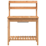 Potting Table with Sink Brown 147.5x44x139.5 cm Solid Wood Fir 156347