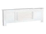 MDF Extendable Radiator Cover Cabinet Shelving Home Office Slatted Design White 139-208.5L x 20.5W x T3398P343152