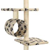 Cat Tree with Sisal Scratching Posts 260 cm Beige Paw Prints 170535