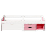 Day Bed with 3 Drawers without Mattress IRUN White&Pink 90x200 cm 3314685
