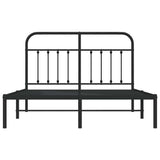 Metal Bed Frame without Mattress with Headboard Black 150x200cm 352580