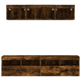 5 Piece TV Wall Units with LED Smoked Oak Engineered Wood 3216722