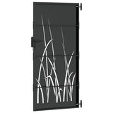 Garden Gate with Lock Black 85 x 175 cm Powder-coated steel 42015867