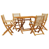 ZNTS 5 Piece Garden Dining Set Beige Polypropylene and Solid Wood 3281699