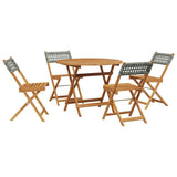 5 Piece Garden Dining Set Grey Poly Rattan and Solid Wood 3281767