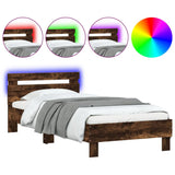 Bed Frame without Mattress with LED Lights Smoked Oak 75x190 cm Small Single 838754