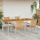 Dining Table 200x90x75 cm Solid Acacia Wood and Stainless Steel 42006191