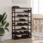 ZNTS Wine Rack for 56 Bottles Black Solid Wood Pine 373404