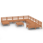 ZNTS 12 Piece Garden Lounge Set Honey Brown Solid Wood Pine 3083322