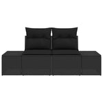Garden Sofa with Cushion Black 123 x 62 x 69cm Poly Rattan 42006801